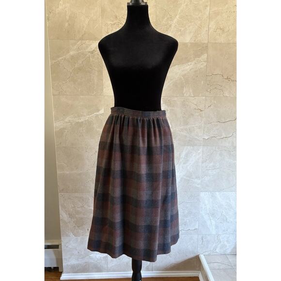 VTG Pendleton Plaid Wool Blazer Skirt Set - Small Brown USA Dark Academia Preppy - Picture 9 of 15